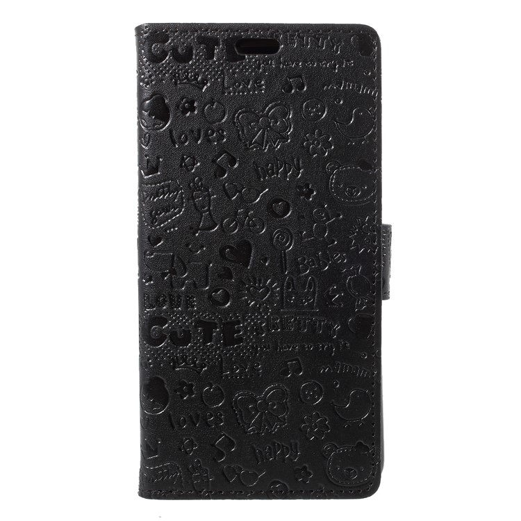 Cartoon Graffiti PU Leather Wallet Cover with Stand for Huawei P20 Pro - Black-1