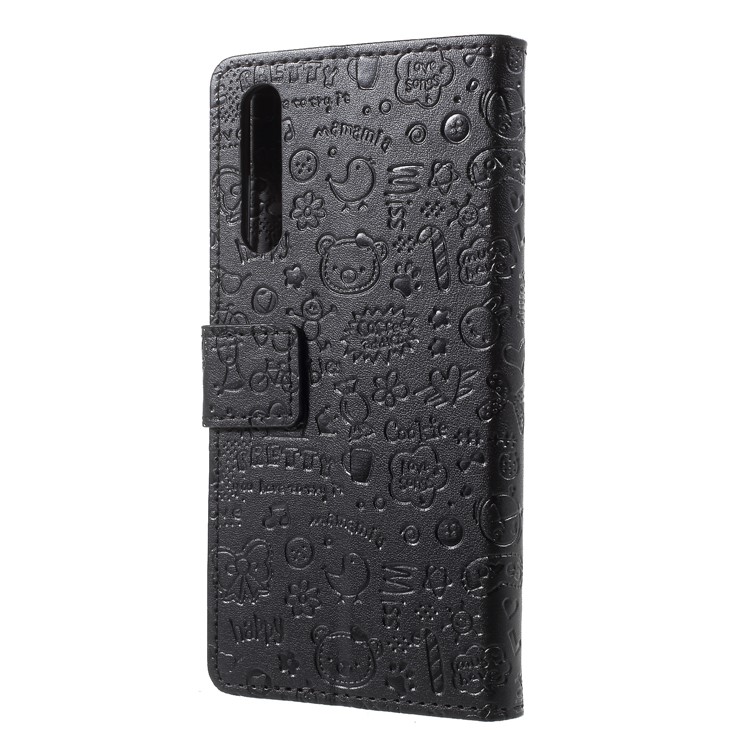 Cartoon Graffiti PU Leather Wallet Cover with Stand for Huawei P20 Pro - Black-2