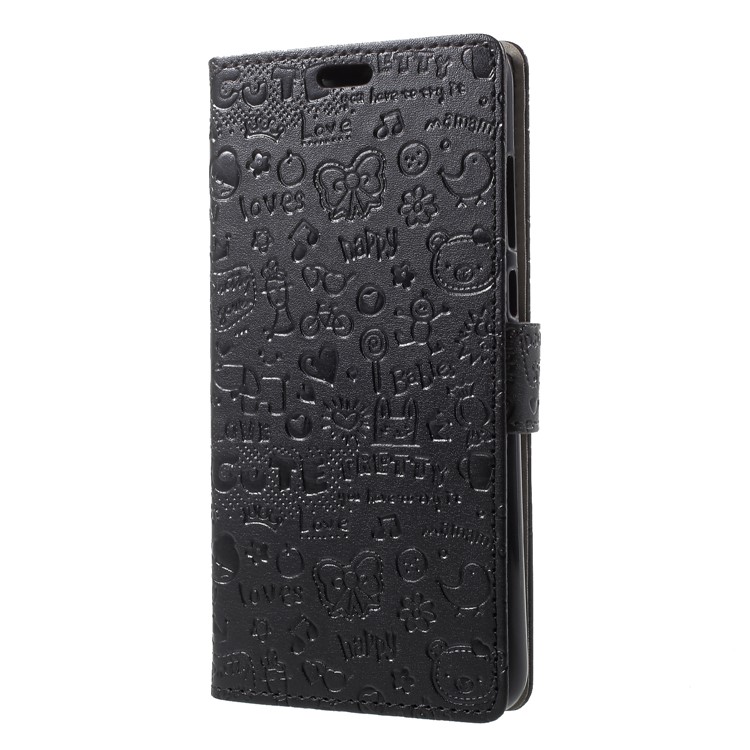 Cartoon Graffiti PU Leather Wallet Cover with Stand for Huawei P20 Pro - Black-3