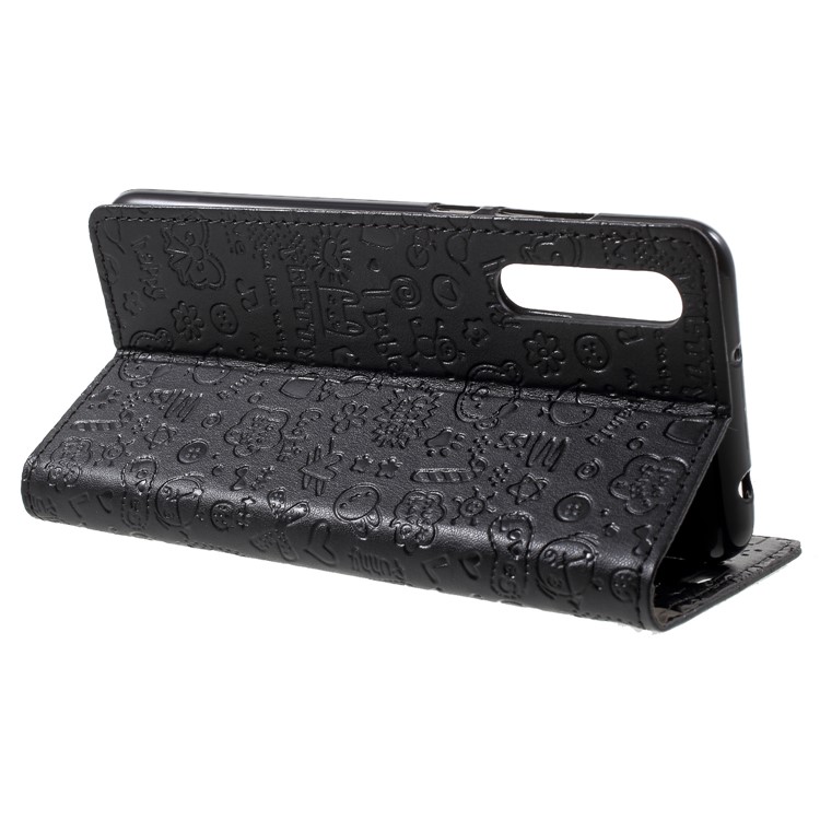 Cartoon Graffiti PU Leather Wallet Cover with Stand for Huawei P20 Pro - Black-4
