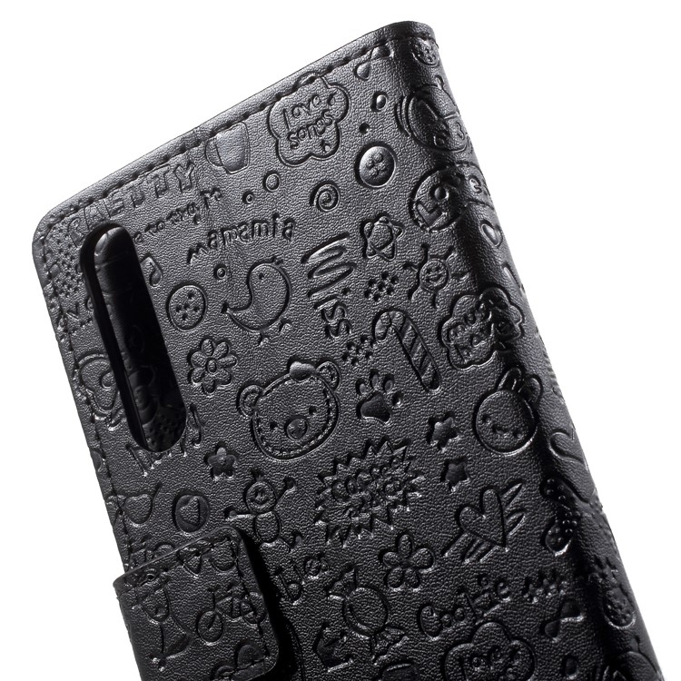Cartoon Graffiti PU Leather Wallet Cover with Stand for Huawei P20 Pro - Black-7