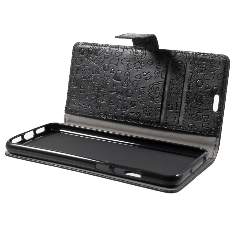 Cartoon Graffiti PU Leather Wallet Cover with Stand for Huawei P20 Pro - Black-8