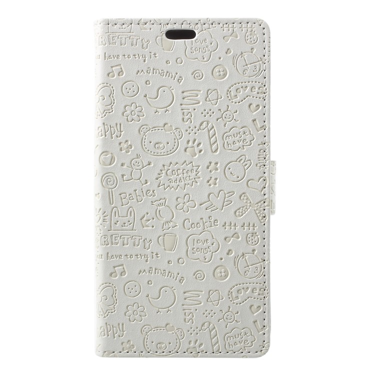 Cartoon Graffiti Wallet Stand Leather Phone Shell for Huawei P20 Pro - White-1