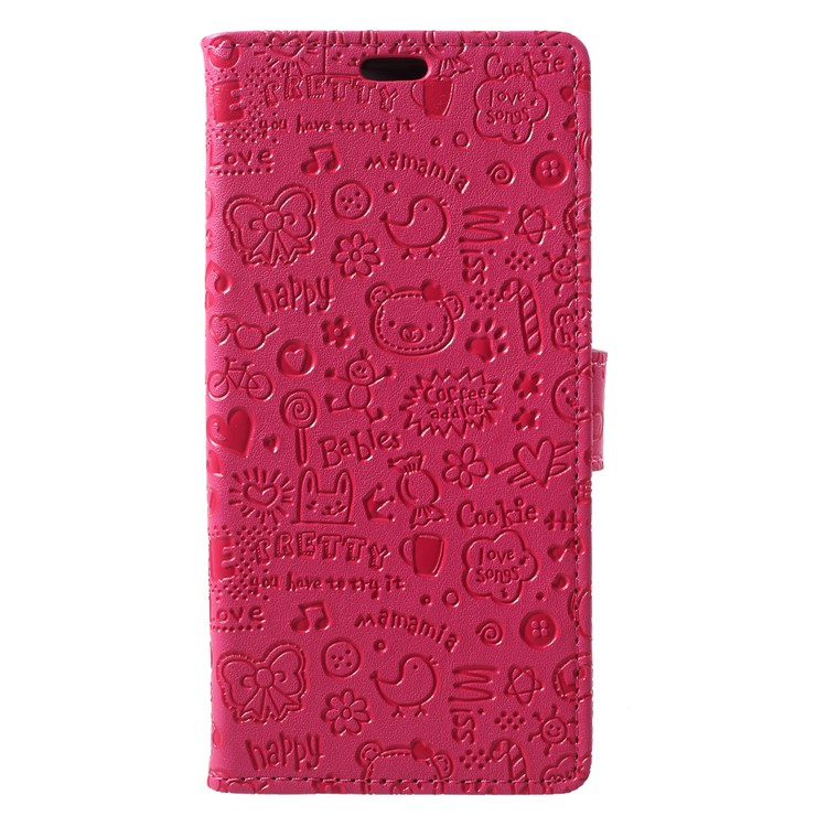 Cartoon Graffiti Folio Flip Leather Wallet Stand Phone Casing for Huawei P20 Pro - Rose-1