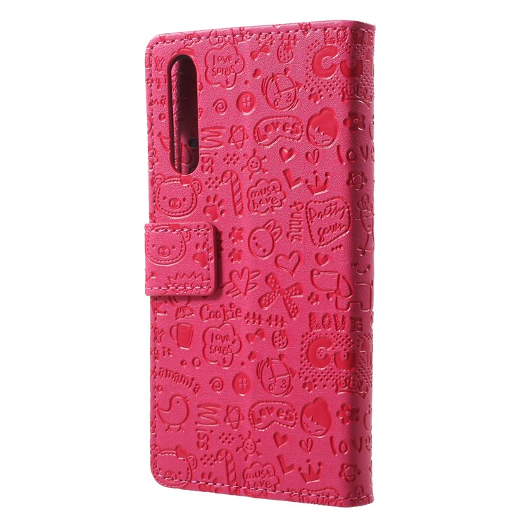 Cartoon Graffiti Folio Flip Leather Wallet Stand Phone Casing for Huawei P20 Pro - Rose-2