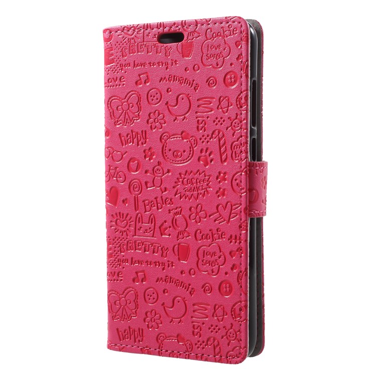 Cartoon Graffiti Folio Flip Leather Wallet Stand Phone Casing for Huawei P20 Pro - Rose-3
