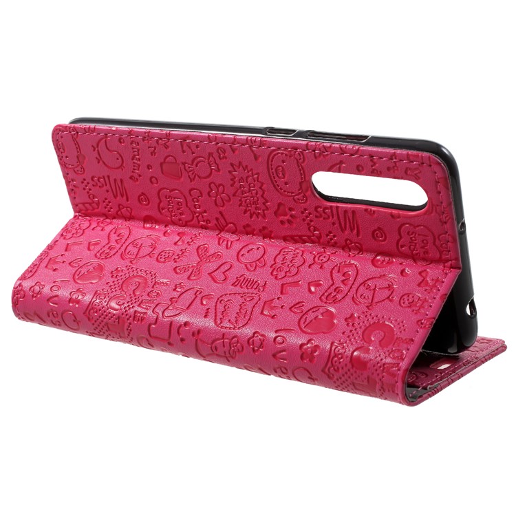 Cartoon Graffiti Folio Flip Leather Wallet Stand Phone Casing for Huawei P20 Pro - Rose-4