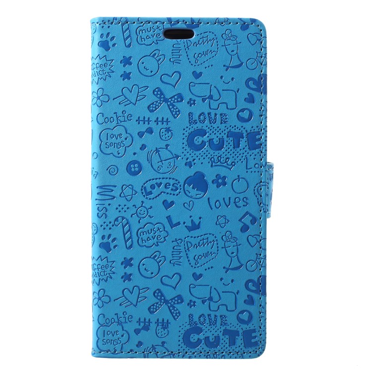 Cartoon Graffiti Stand Leather Magnetic Wallet Cell Phone Cover for Huawei P20 Pro - Blue-1