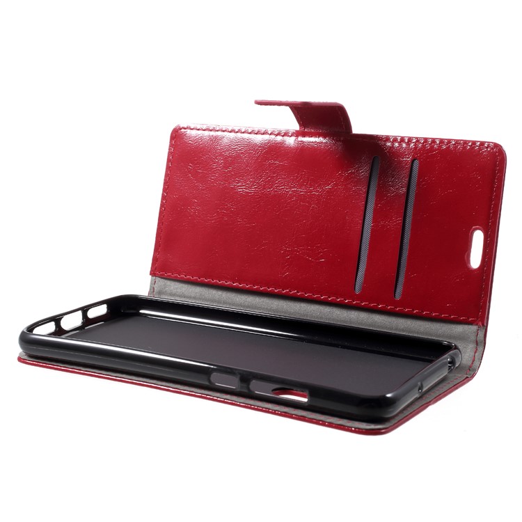 Crazy Horse Wallet Leather Mobile Phone Shell with Stand for Huawei P20 Pro - Red-5