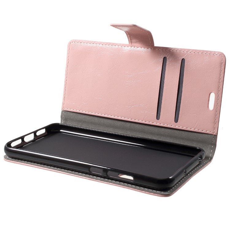 Crazy Horse PU Leather Wallet Stand Phone Casing for Huawei P20 Pro - Pink-5