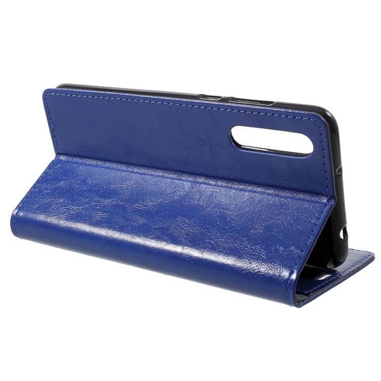 Crazy Horse Card Holder Leather Mobile Cover Shell for Huawei P20 Pro - Blue-4