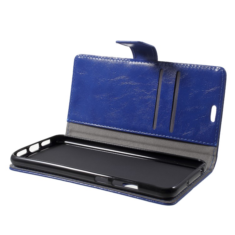 Crazy Horse Card Holder Leather Mobile Cover Shell for Huawei P20 Pro - Blue-5
