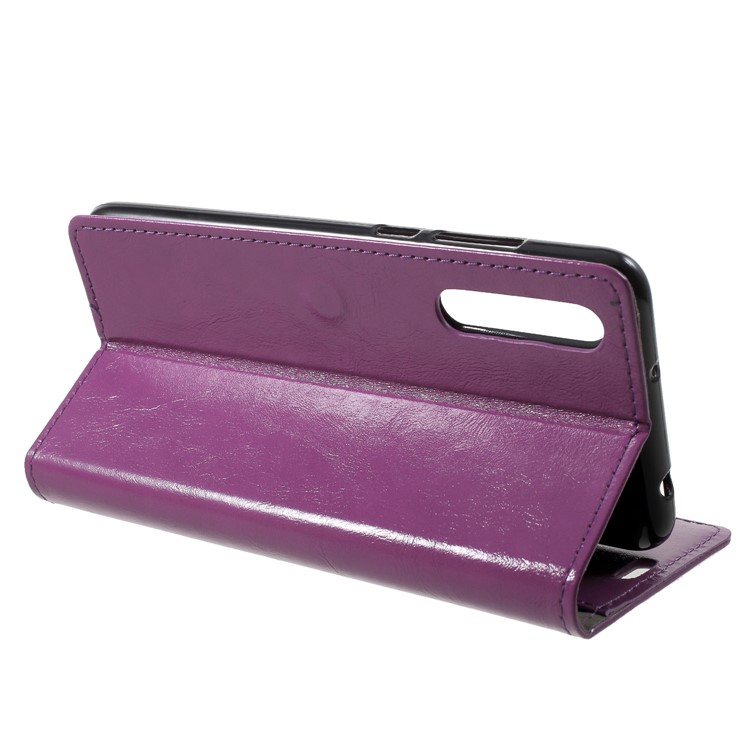 Crazy Horse Wallet Leather Flip Stand Case for Huawei P20 Pro - Purple-4