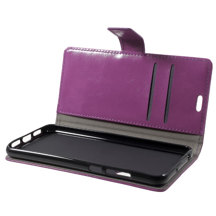 Crazy Horse Wallet Leather Flip Stand Case for Huawei P20 Pro - Purple-5