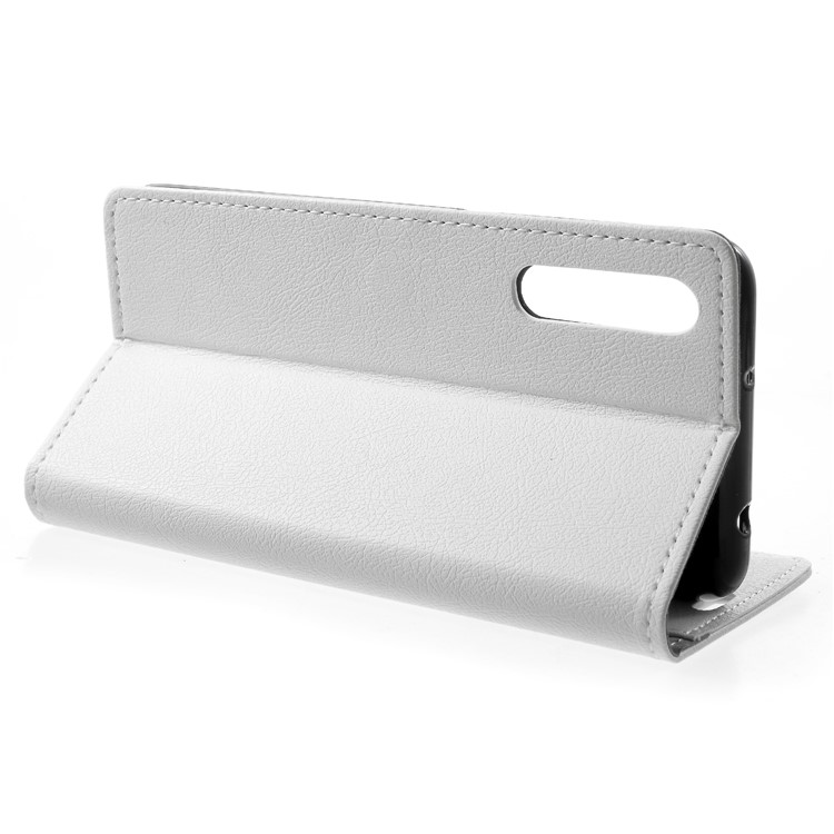 Folio Flip PU Leather Wallet Cell Phone Case with Stand for Huawei P20 Pro - White-4