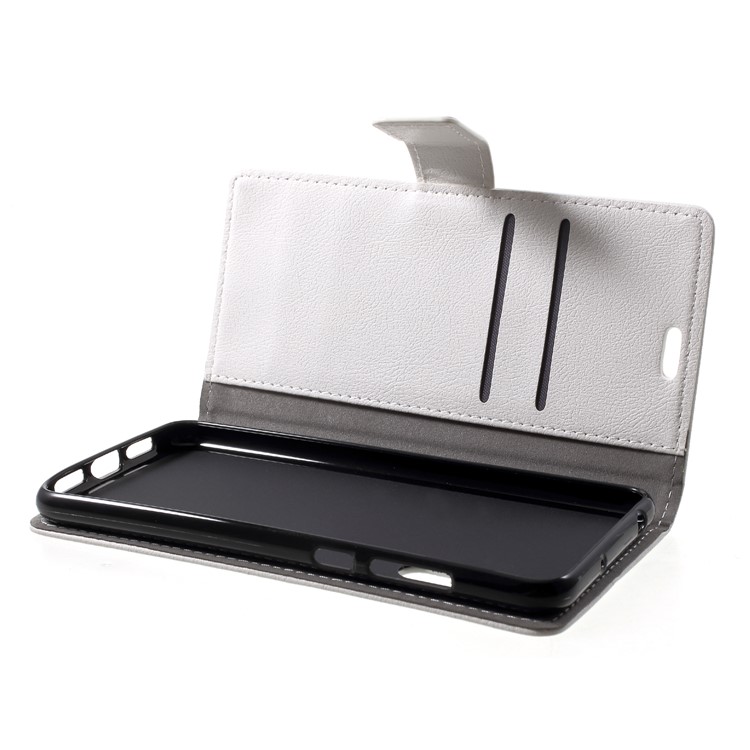 Folio Flip PU Leather Wallet Cell Phone Case with Stand for Huawei P20 Pro - White-5