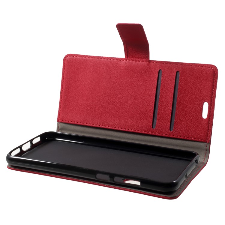 Folio Flip Stand Leather Wallet Cell Phone Cover for Huawei P20 Pro - Red-5