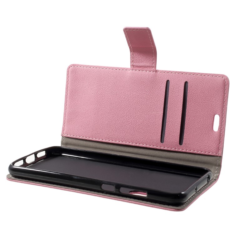 Folio Flip PU Leather Card Holder Mobile Phone Shell for Huawei P20 Pro - Pink-5