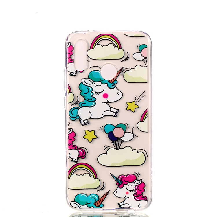 Pattern Printing TPU Protection Case for Huawei P20 Lite / Nova 3e - Cloud and Unicorn-2