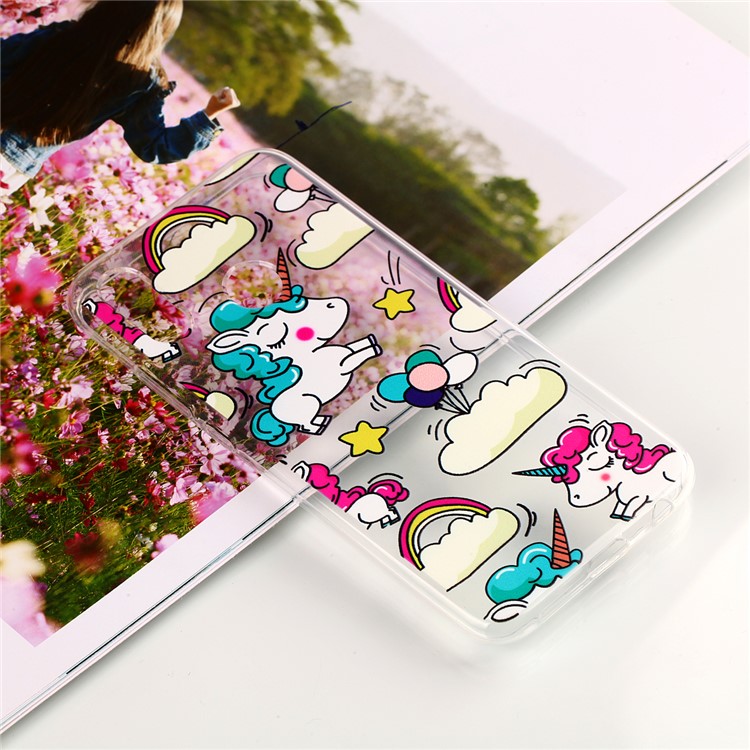 Pattern Printing TPU Protection Case for Huawei P20 Lite / Nova 3e - Cloud and Unicorn-5
