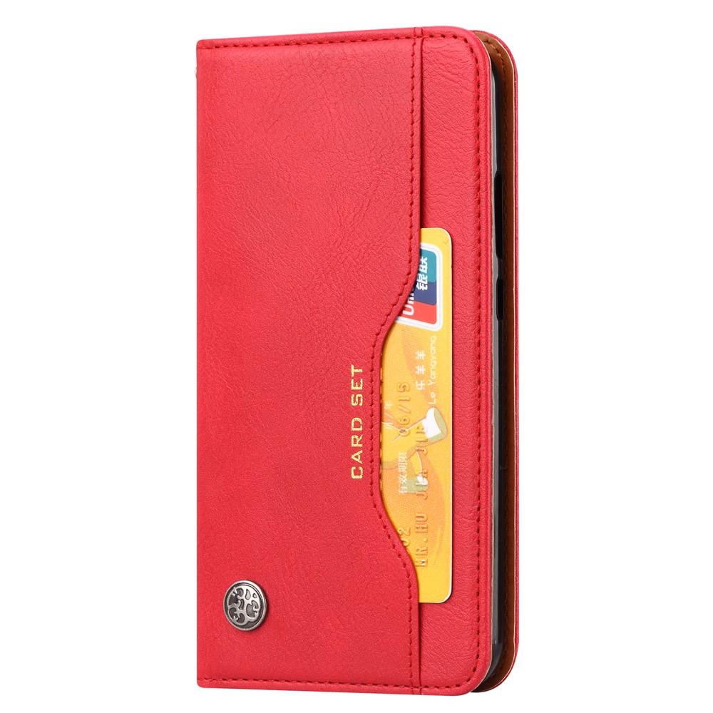 Carteira De Couro Auto-absorvido Flip Case Para Huawei P20 Lite / Nova 3e - Vermelho-3