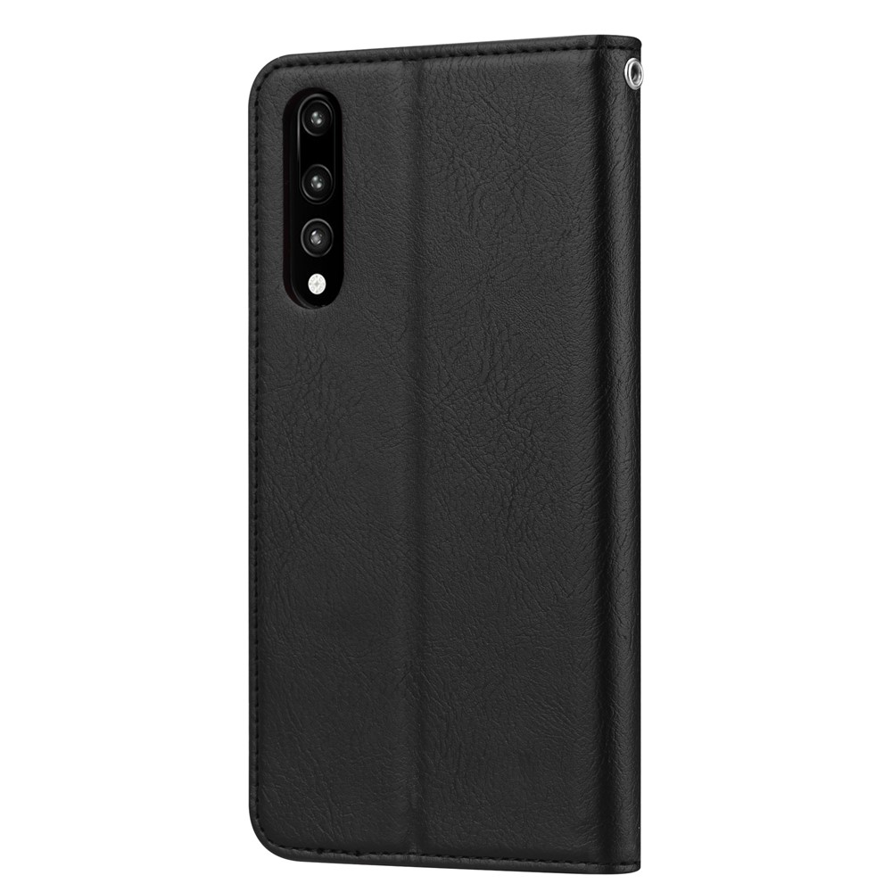 Auto-absorbed Leather Wallet Stand Case for Huawei P20 - Black-4