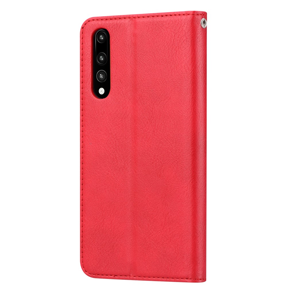 Portefeuille De Téléphone En Cuir Auto-absorbé Support Couverture Pour Huawei P20 - Rouge-4