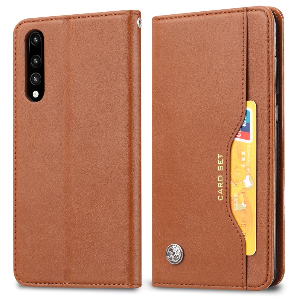 Porte-monnaie En Cuir Auto-absorbé Pour Huawei P20 - Marron-2
