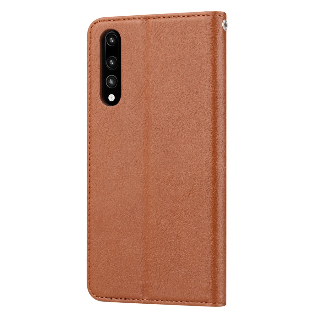 Porte-monnaie En Cuir Auto-absorbé Pour Huawei P20 - Marron-4