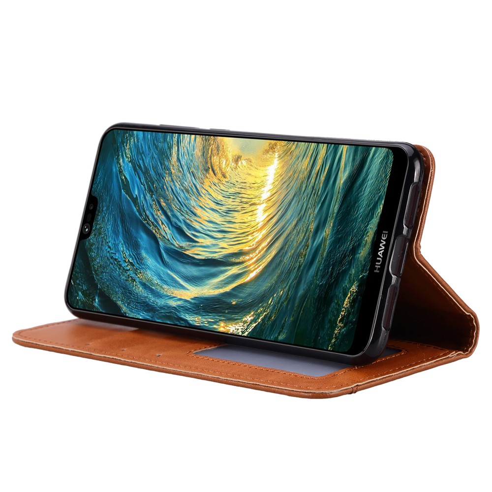 Porte-monnaie En Cuir Auto-absorbé Pour Huawei P20 - Marron-7