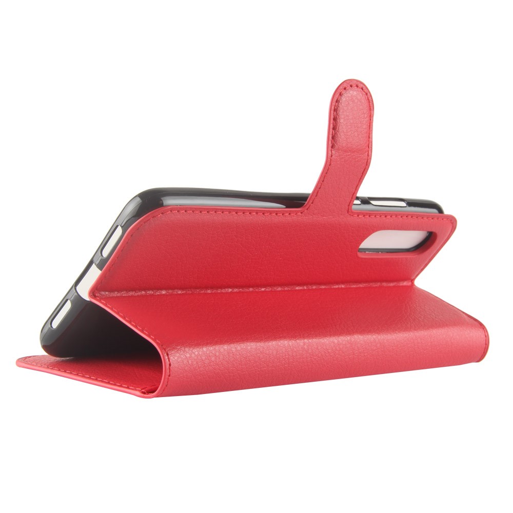 Litchi Texture Stand Portefeuille Support de Téléphone en Cuir Pour Huawei P20 Pro Accessoire de Téléphone Mobile - Rouge-5