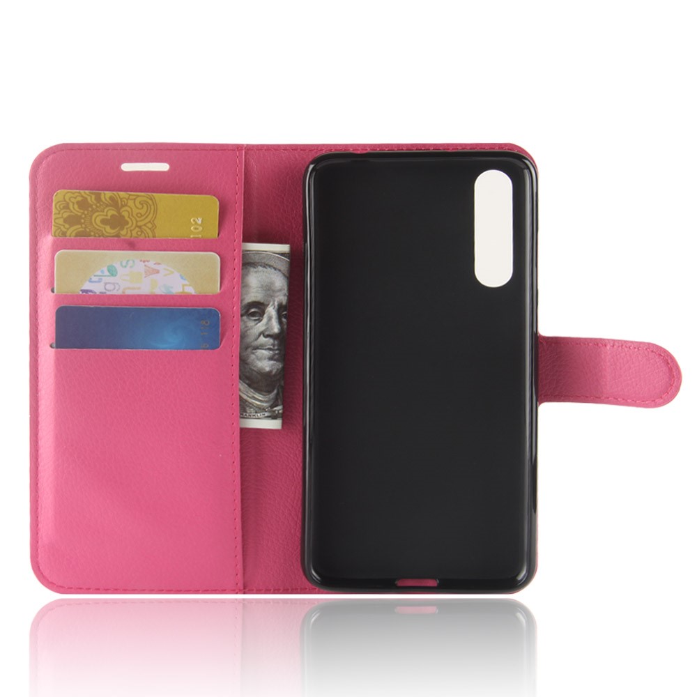 Litchi Stand Stand Stand Stand Phone Leather Case Para Huawei P20 Pro Acessório de Telefone Celular - Rosa