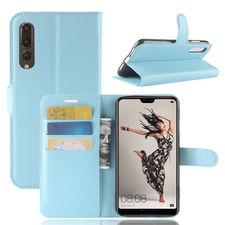 Litchi Texture Wallet Leather Mobile Phone Shell for Huawei P20 Pro - Blue-1