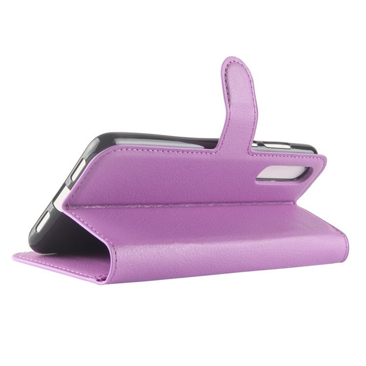 Litchi Texture Stand Leather Phone Accessory Case for Huawei P20 Pro - Purple-5