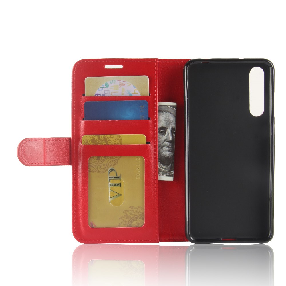 For Huawei P20 Pro Crazy Horse PU Leather Wallet Stand Cell Phone Case - Red-5
