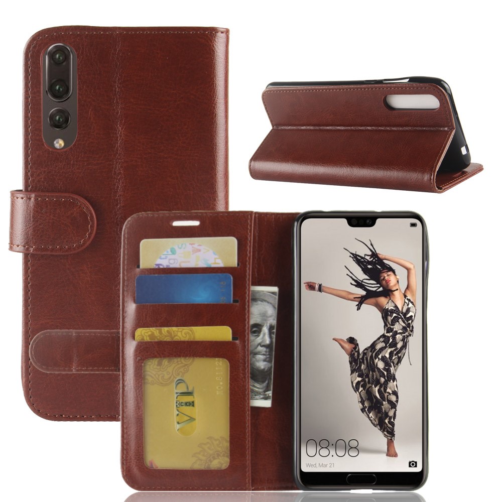For Huawei P20 Pro Crazy Horse PU Leather Wallet Stand Mobile Casing - Brown-2