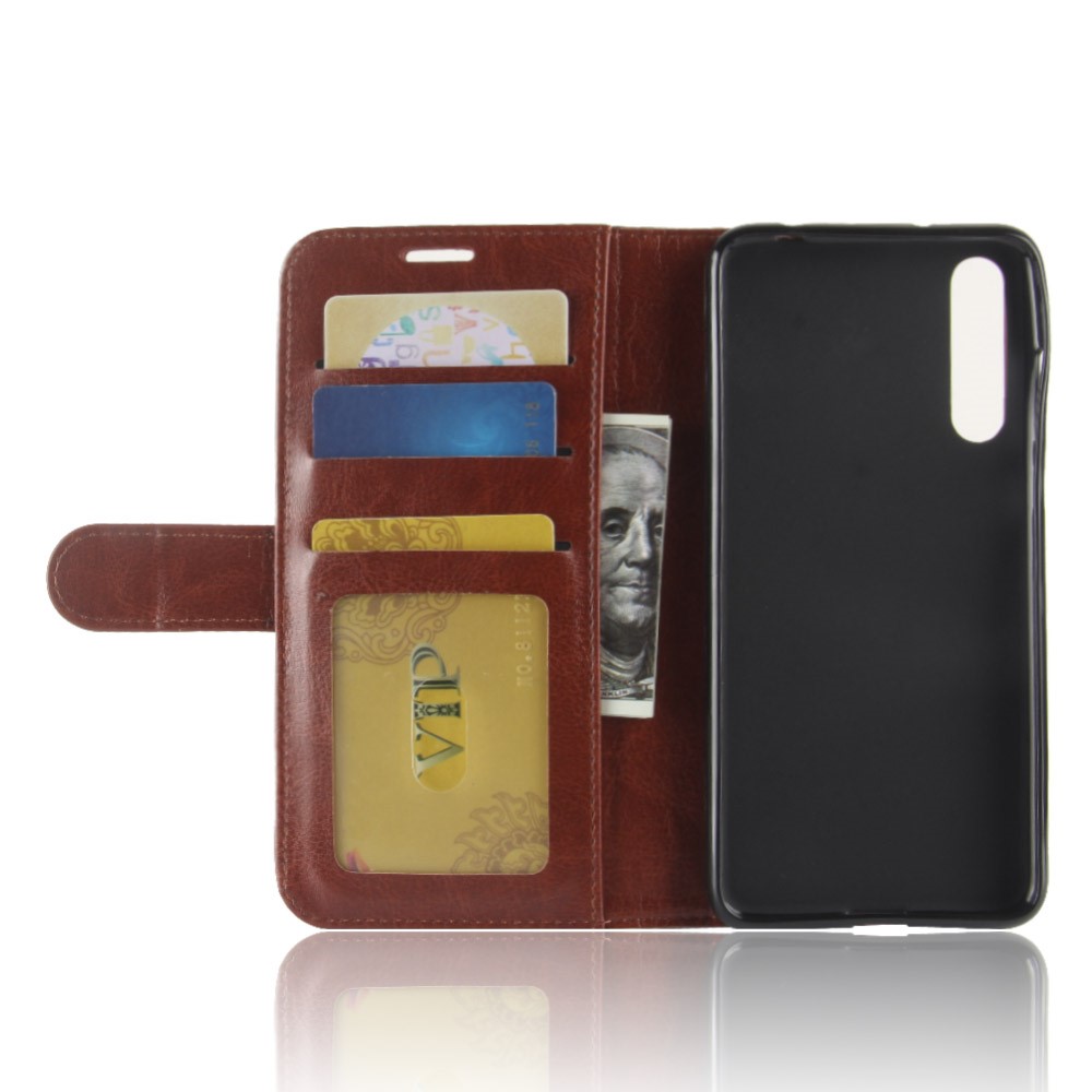 For Huawei P20 Pro Crazy Horse PU Leather Wallet Stand Mobile Casing - Brown-3