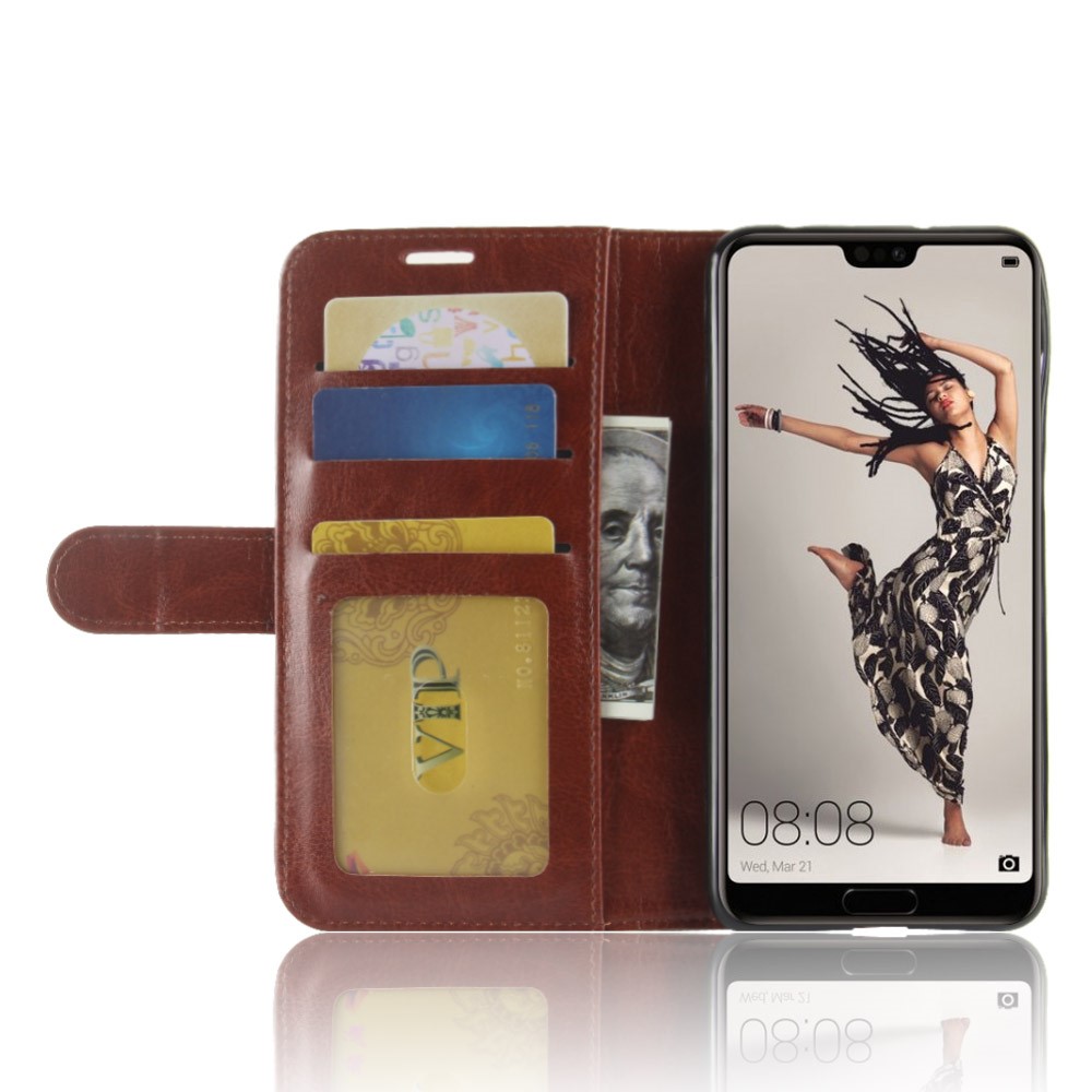 For Huawei P20 Pro Crazy Horse PU Leather Wallet Stand Mobile Casing - Brown-4