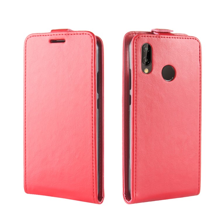 Crazy Horse Crazy Horse Vertical Leather Folio Case with Card Slot for Huawei P20 Lite / Nova 3e - Red-4