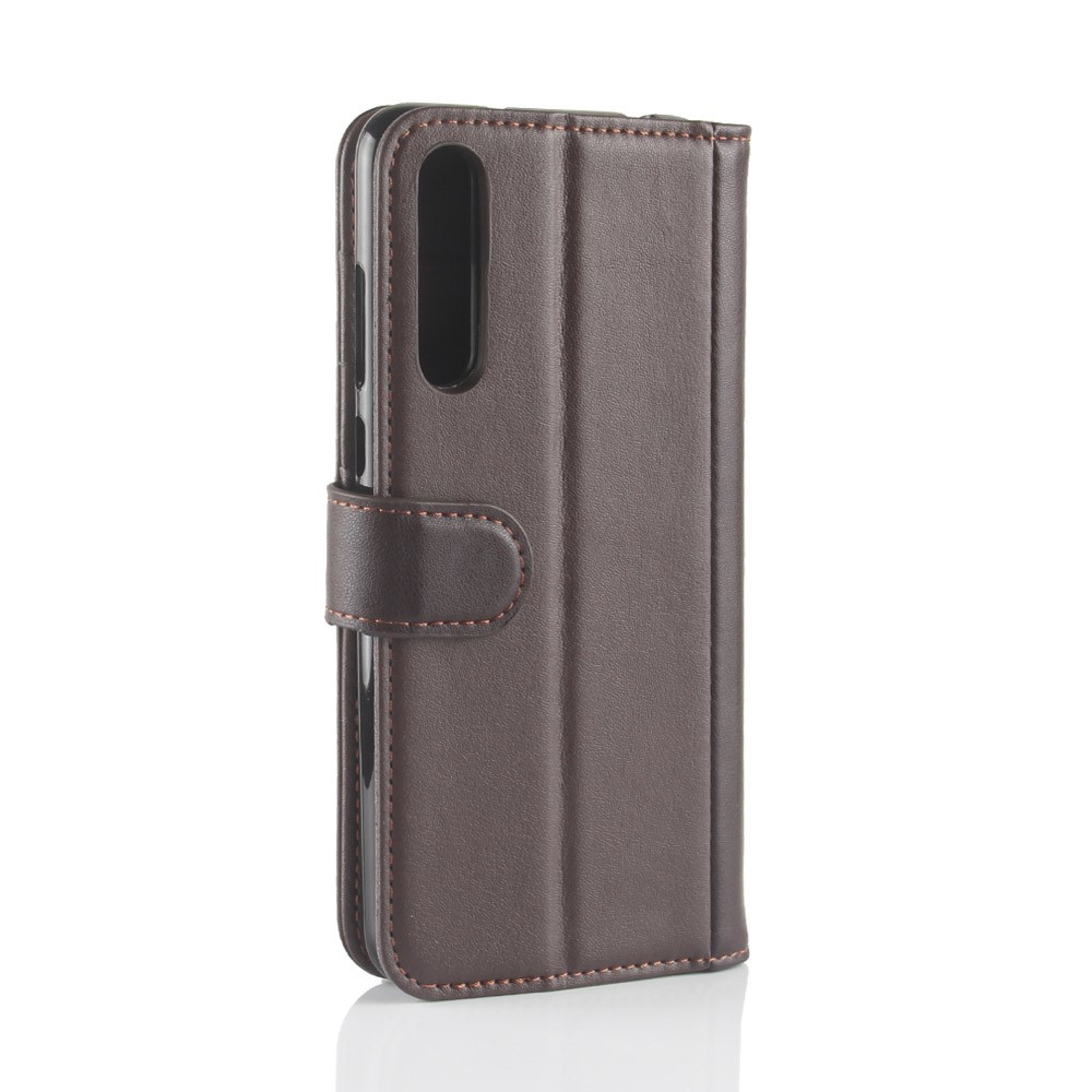 Genuine Split Leather Wallet Stand Phone Cover for Huawei P20 Pro - Brown-7