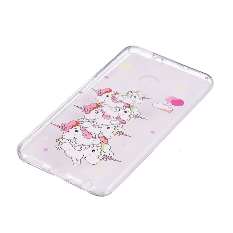 Embossment Patterned TPU Soft Back Case for Huawei P Smart/Enjoy 7S - Unicorn Mountain-2