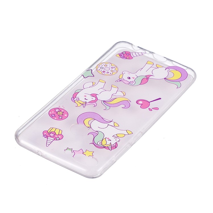 Embossment Patterned TPU Soft Back Cover for Huawei P Smart/Enjoy 7S - Playing Unicorns-3