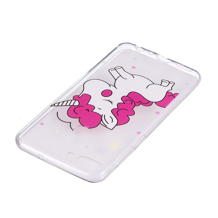 Embossment Patterned TPU Soft Back Shell for Huawei P Smart/Enjoy 7S - Shy Unicorn-3