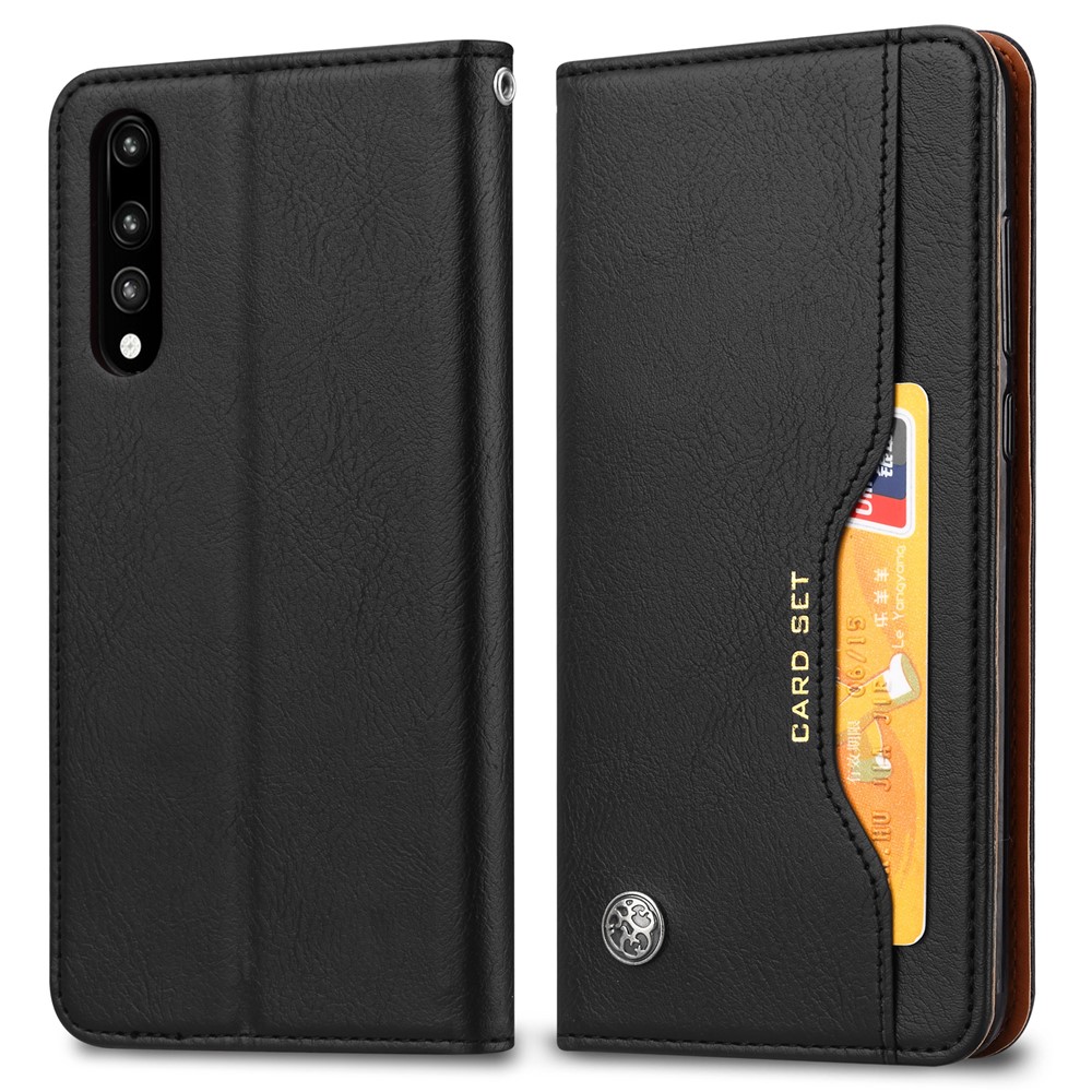 Embalagem Auto-absorvida Do Telefone Do Suporte Do Couro Para O Huawei P20 Pro - Preto-2