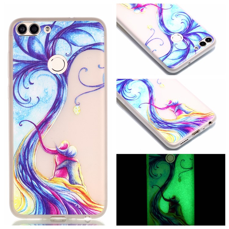Luminous Patterned TPU Back Shell for Huawei P Smart/Enjoy 7S - Two People-1