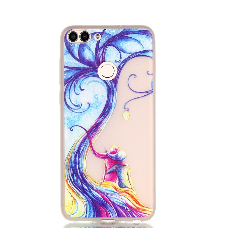 Luminous Patterned TPU Back Shell for Huawei P Smart/Enjoy 7S - Two People-2