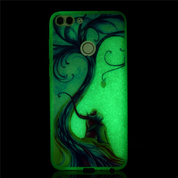 Luminous Patterned TPU Back Shell for Huawei P Smart/Enjoy 7S - Two People-6