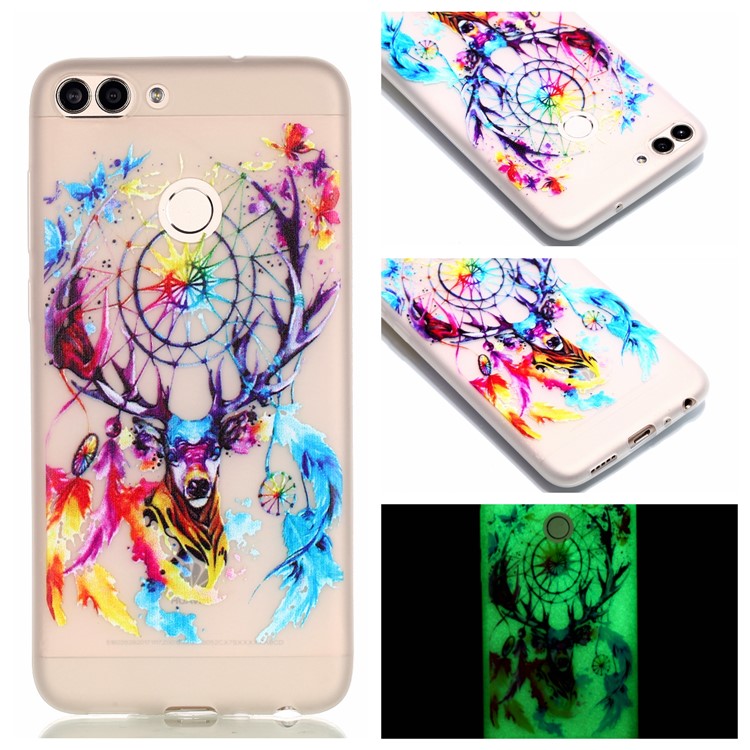 Luminous Patterned TPU Back Casing for Huawei P Smart/Enjoy 7S - Elk Dream Catcher-1