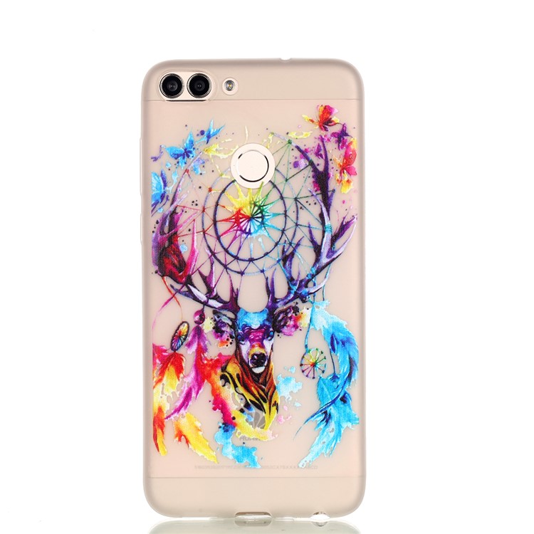 Luminous Patterned TPU Back Casing for Huawei P Smart/Enjoy 7S - Elk Dream Catcher-2