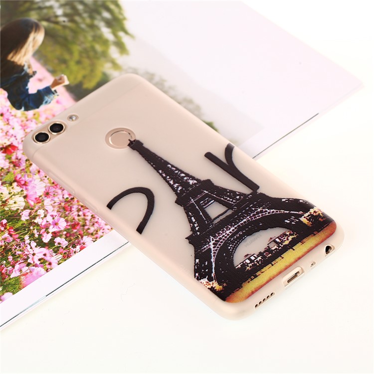 Luminous Patterned TPU Mobile Phone Case for Huawei P Smart/Enjoy 7S - Eiffel Tower-5